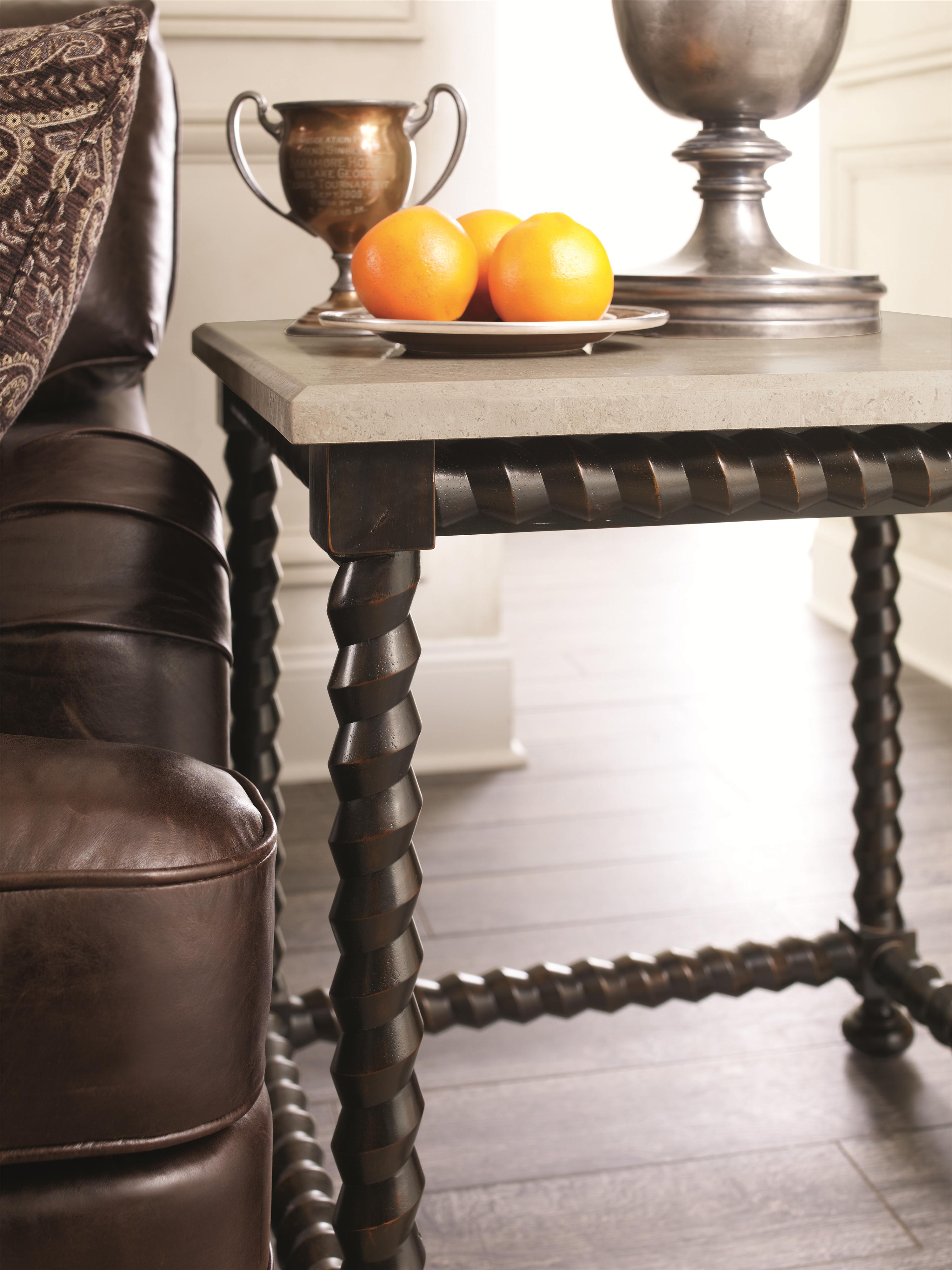 Bernhardt Cordova Square End Table with Travertine Stone Top Wayside